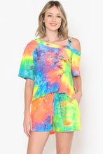 Load image into Gallery viewer, TIE DYE PRINT ONE SHOULDER TOP &amp; SHORTS SET