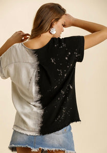 Color Block Linen Top