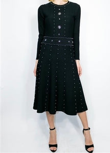 Black Embellished Knit Dress