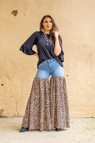 Denim Leopard Party Pants