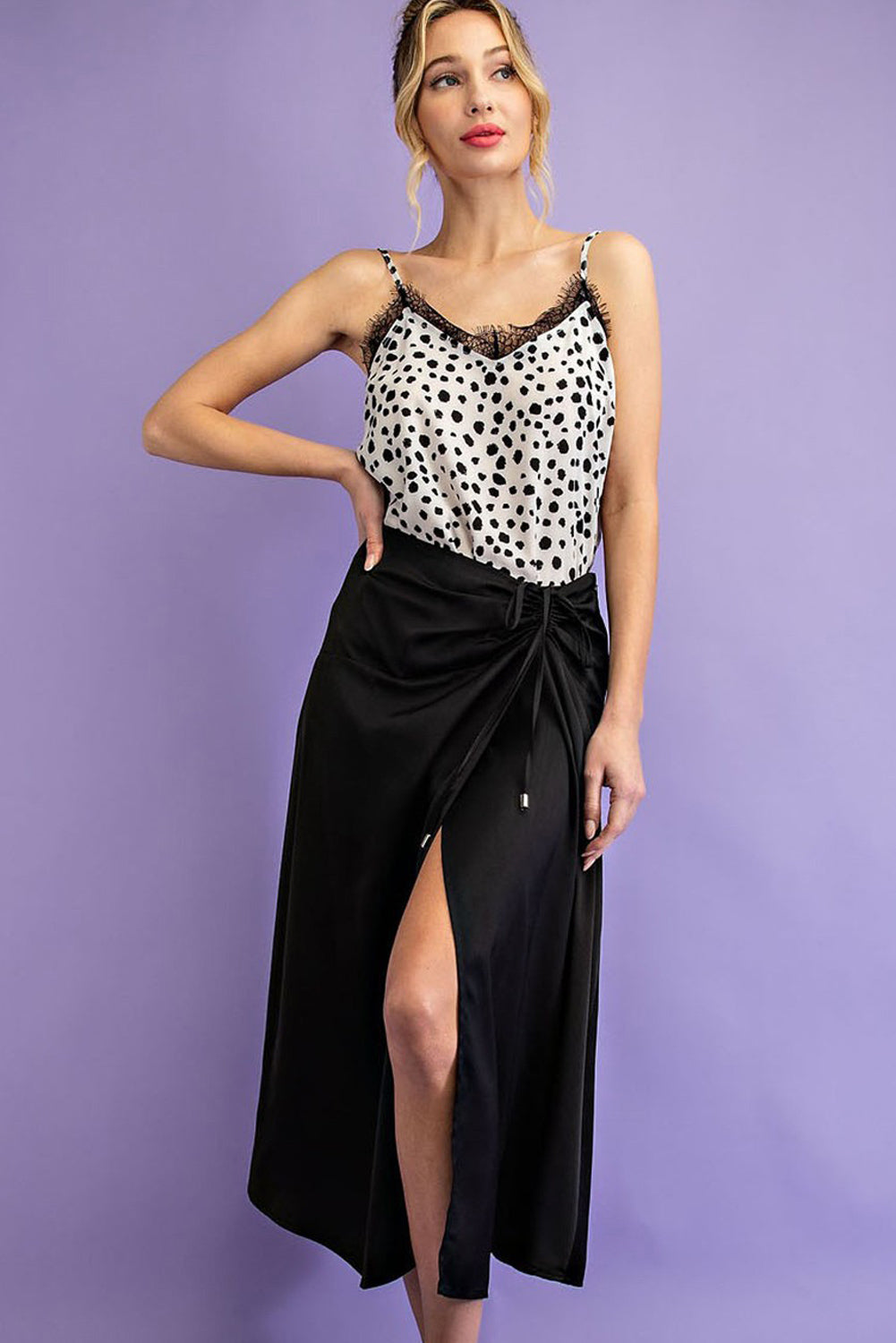 CINCHED MIDI SKIRT