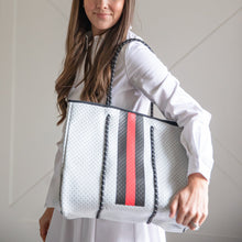 Load image into Gallery viewer, White and Red Stripe Tote