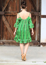 Load image into Gallery viewer, Green Serape Cold Shldr Dress