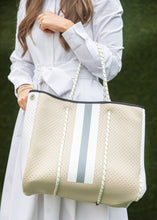 Load image into Gallery viewer, Tan and Grey Stripe Tote