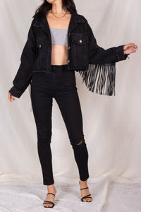 Black Fringe Denim Jacket