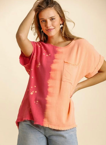 Color Block Linen Top