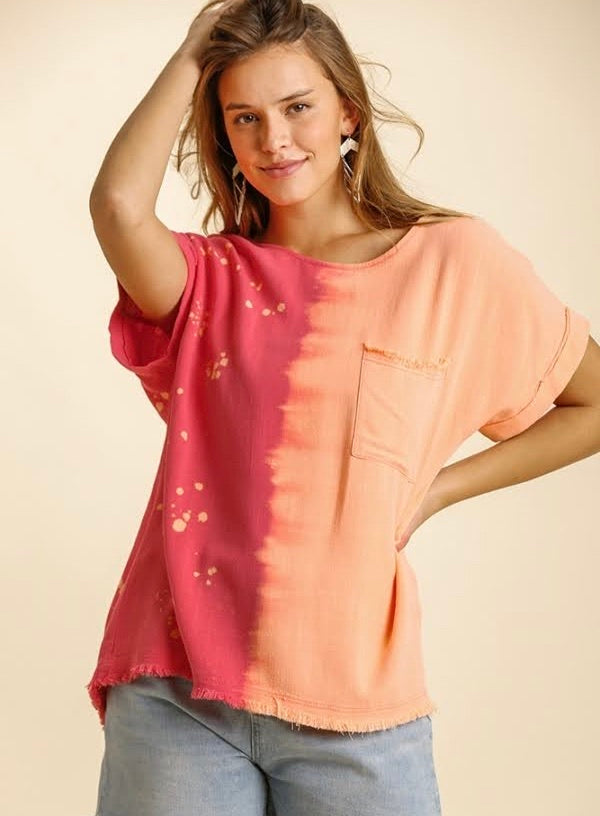 Color Block Linen Top