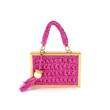 Load image into Gallery viewer, Straw and wood Bag with Chain
