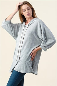 Bubble Sleeve Hoodie Top