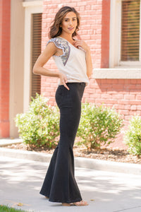 Black Hi-Rise Pull-On Super Flare Jeans