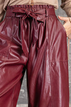 Load image into Gallery viewer, DEEP PLUM FAUX LEATHER WIDE LEG PANTS