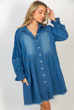 Load image into Gallery viewer, Long Sleeve Solid Woven Dress