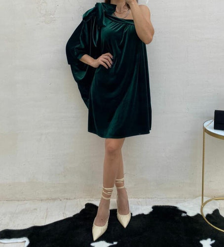 One Shoulder Velvet Dress