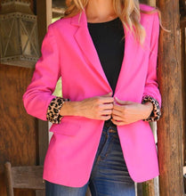 Load image into Gallery viewer, Hot Pink Blazer w/leopard Insert