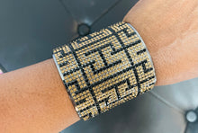 Load image into Gallery viewer, Black/Gold Rhinestone Cuff