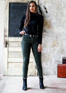 MID RISE SKINNY CORDUROY PANTS