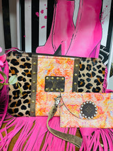 Load image into Gallery viewer, Leopard Crossbody Bag with Fuchsia Fringe &amp; Orange Muti Color Insert
