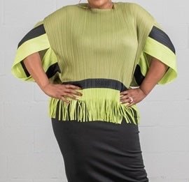 GREEN FRINGE TOP