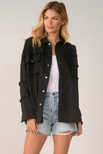 Load image into Gallery viewer, BLACK JACKET DISTRESSED BUTTON UP