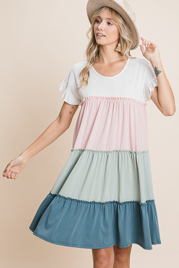 BLUSH COLOR BLOCK DRESS