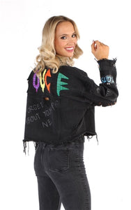 GRAFFITI BLACK DENIM JACKET