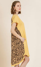 Load image into Gallery viewer, Short Sleeve Round Neck Animal Print Back Dress with High Low Fishtail Scoop Ruffle Hem