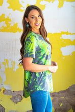 Load image into Gallery viewer, NEON LIME TIE DYE BASIC CREW NECK SHORT SLEEVE