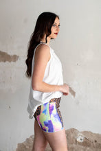 Load image into Gallery viewer, Leopard Tie Dye Fringe Paneled Shorts
