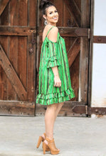 Load image into Gallery viewer, Green Serape Cold Shldr Dress