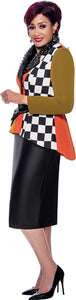 Studded Collar 2PC Skirt Suit