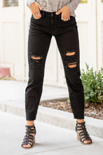 Load image into Gallery viewer, Black Hi-Waist Destroyed Boyfriend