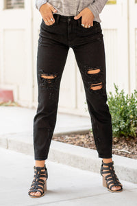 Black Hi-Waist Destroyed Boyfriend