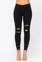Load image into Gallery viewer, Black Destroyed Leopard Patch Skinny