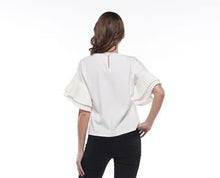 Load image into Gallery viewer, PLEATED SLEEVE METALLIC OFF WHITE TOP