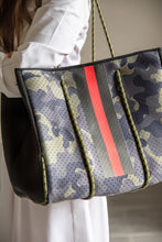 Load image into Gallery viewer, Camo with Red/Black Stripe Tote