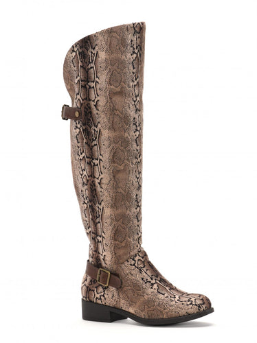 Brown Snake Pattern Over the Knee Boot
