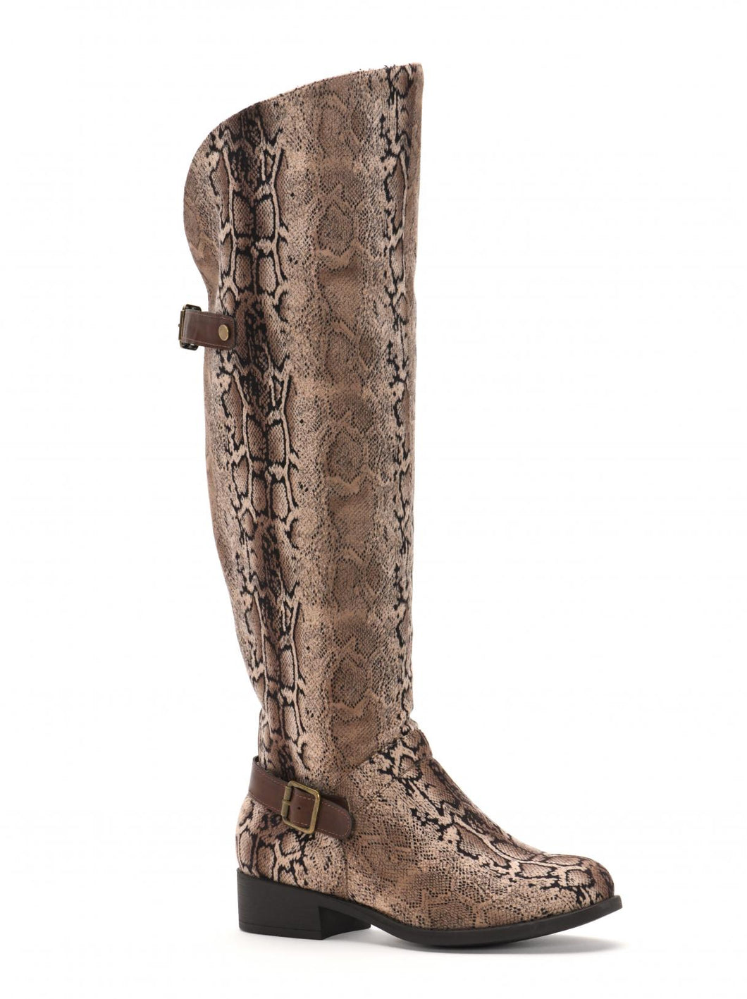 Brown Snake Pattern Over the Knee Boot