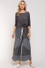 Charcoal Knot it Upside Knit Top