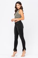 Load image into Gallery viewer, Midrise Black Hem Fray Skinny