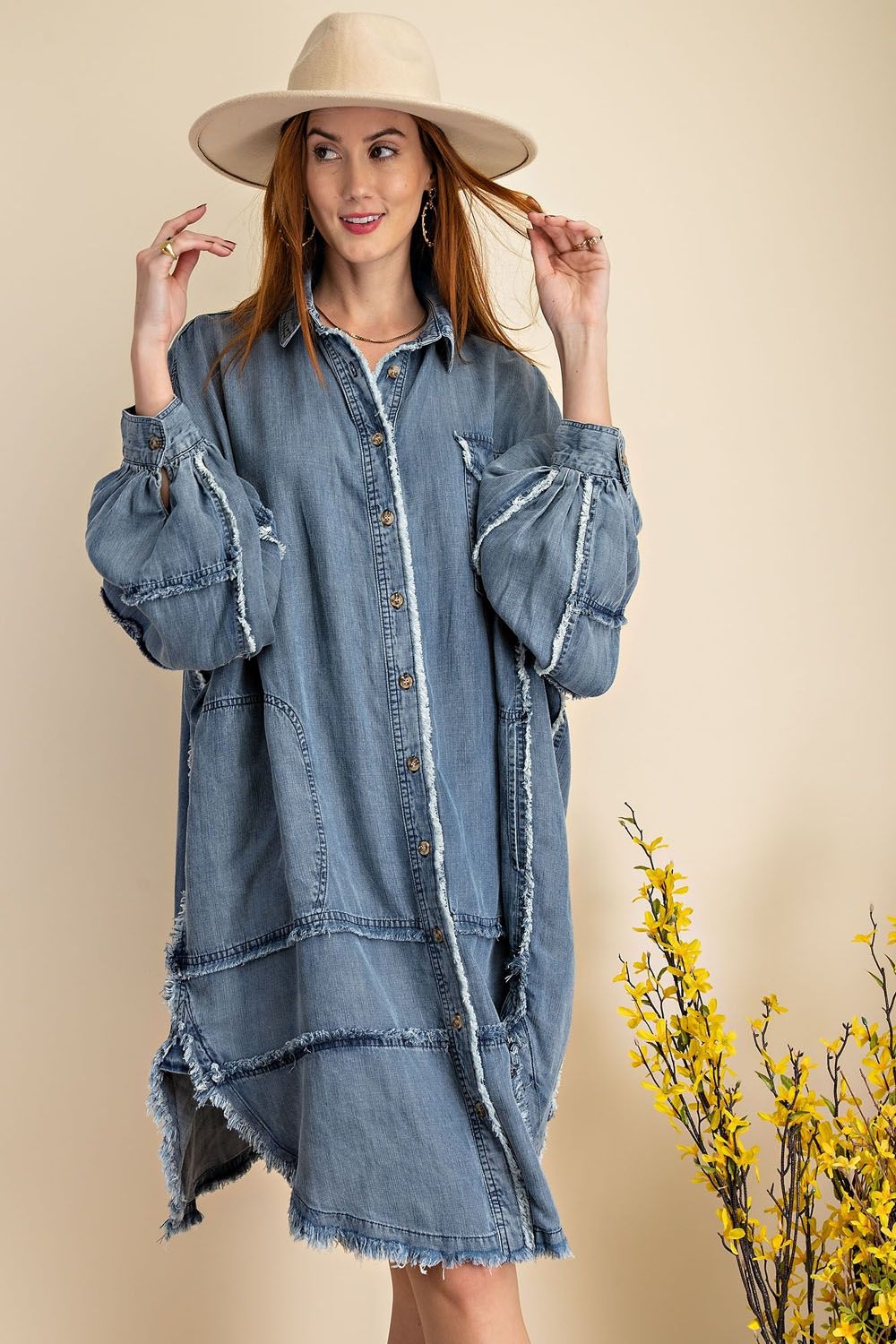 DENIM BUTTON DOWN DRESS
