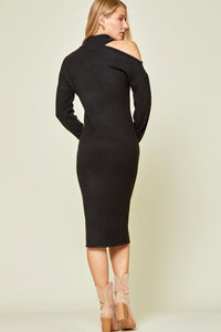 COLD SHOULDER KNIT DRESS