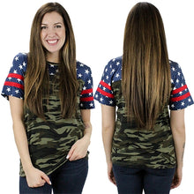 Load image into Gallery viewer, Stars and Camouflage Half Sleeve Top with Stripes
