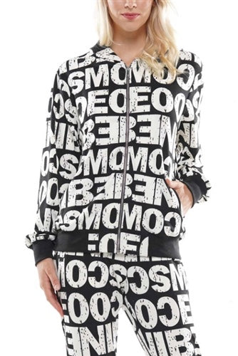 PRINT HOODED JACKET