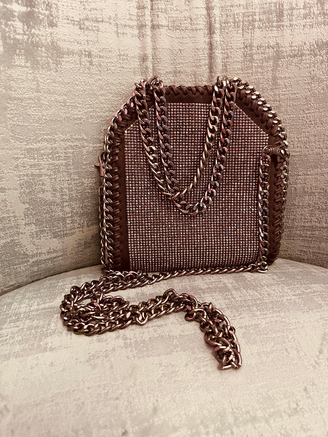 Bling crossbody bag with chain