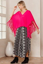 Load image into Gallery viewer, Solid Print Short Sleeves Fringe Poncho