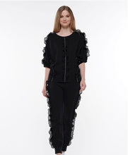 Load image into Gallery viewer, Elastic Waist Pleated Ruffle Trim Jogger Pant