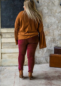 MID RISE SKINNY CORDUROY PANTS