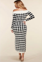 Load image into Gallery viewer, Fuzzy Checkered Print Sweater Midi Dress