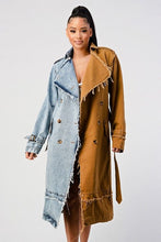 Load image into Gallery viewer, Denim Color Block Trench Coat