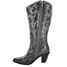 Load image into Gallery viewer, Tall Sequin and Embroidered Boots with Zipper